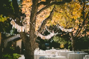 Terrasse guinguette avec guirlandes